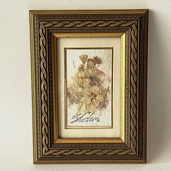 Original Kathryn Reith Blake Floral Art Wildflowers Larkspur Gold Framed Signed - Picture 1 of 8